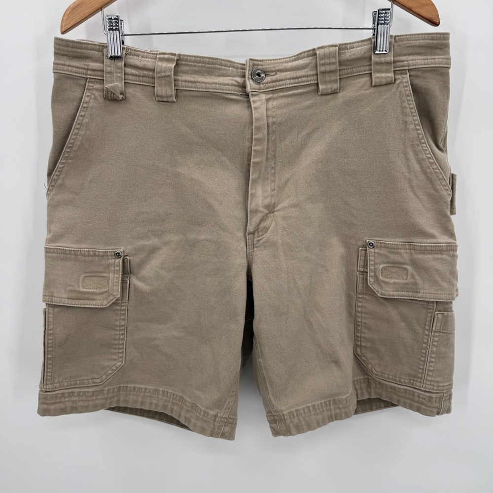 Duluth Trading Co Flex Fire Hose Cargo Shorts‎ Mens 40 Relaxed Fit Khaki Tan